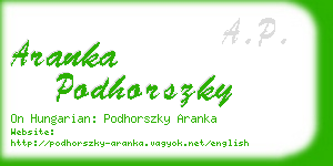 aranka podhorszky business card